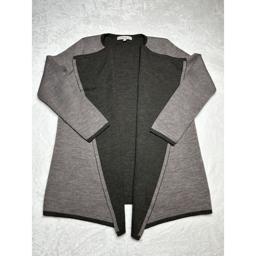 Lineamaglia Cardigan Sweater Womens L Gray Wool Blend Open Front Made In Italy - Picture 2 of 8